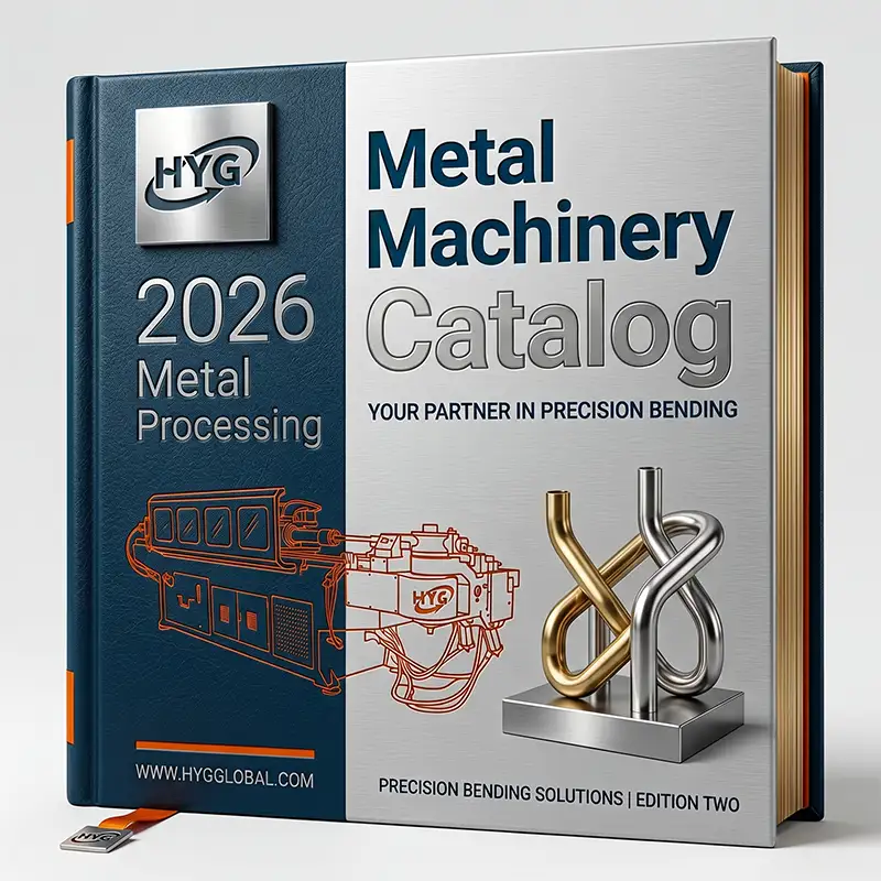 Brochure cover for Smart Metal Processing Solutions by HYG TECH, showcasing flexible sheet metal manufacturing and robotic welding automation lines.