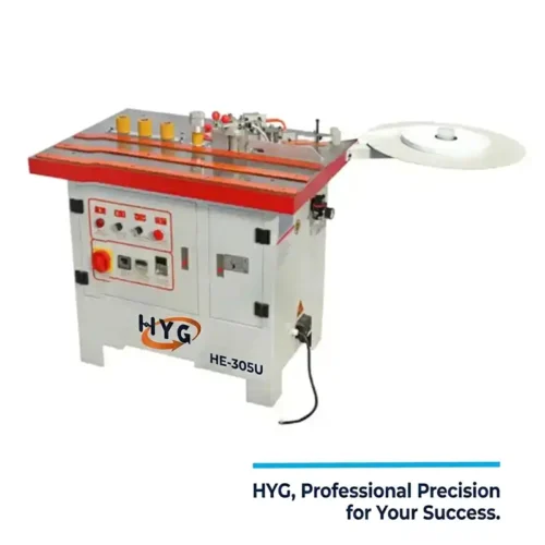 HE-305U heavy-duty manual edge banding machine with reinforced structure for continuous, high-capacity woodworking.