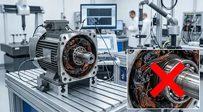 Damaged industrial motor copper core resulting from facility voltage instability and electrical overload, illustrating an external power supply issue excluded from the machinery warranty.