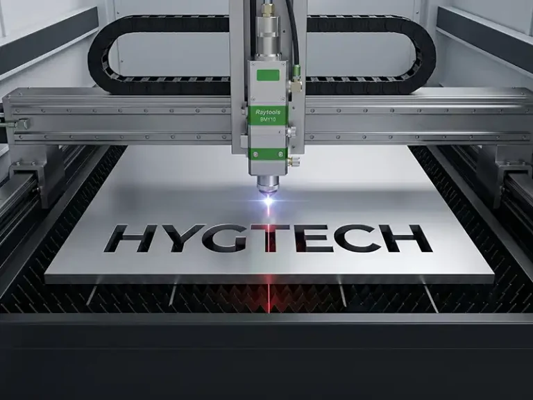 HYG intelligent auto-focus laser cutting head featuring a micro-optical lens system for dynamic beam shaping and real-time pierce tracking.